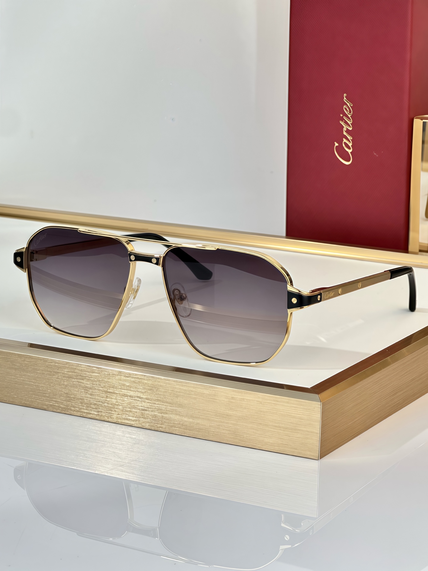 Santos de Cartier CT0424S Aviator Sunglasses - Silver Frame, Gray Lenses 5 i1750827513049 7525 0 3