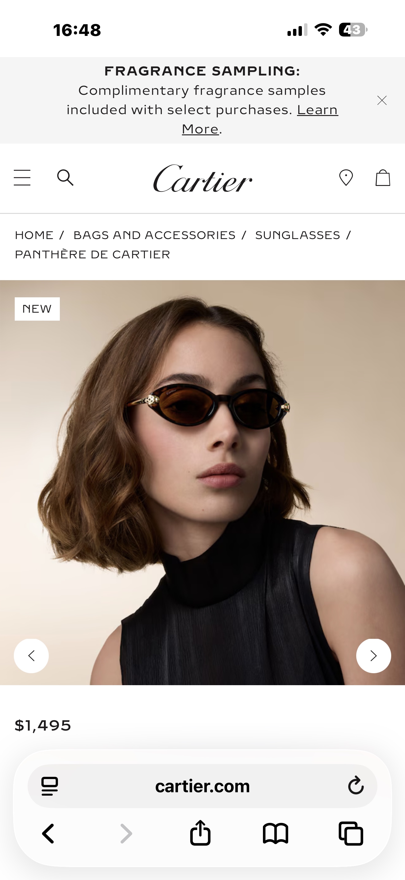 Cartier Cartier Panthère de Cartier Oval Sunglasses |mod：ct0634s 18K金电镀
