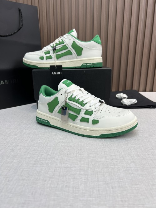 Amiri Bone Runner Sneakers - Green Leather Accents, Couple's Style, Sizes 35-46 1 Amiri Bone Runner Sneakers - Green Leather Accents, Couple's Style, Sizes 35-46