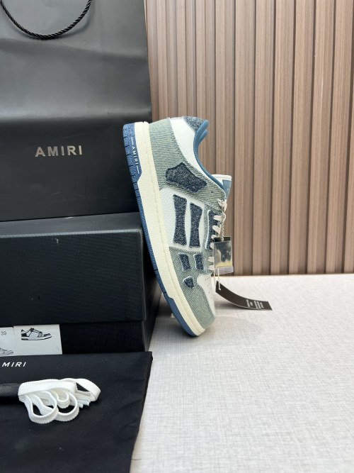Amiri Bone Runner Denim Sneakers, Couple Style, Premium Leather, Street Fashion 1 Amiri Bone Runner Denim Sneakers, Couple Style, Premium Leather, Street Fashion