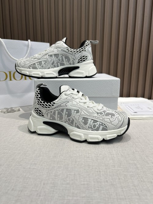 Dior Chrono White & Black Mesh Sneakers | CD Logo, Star Patch, Dior Signature 1 Dior Chrono White & Black Mesh Sneakers | CD Logo, Star Patch, Dior Signature
