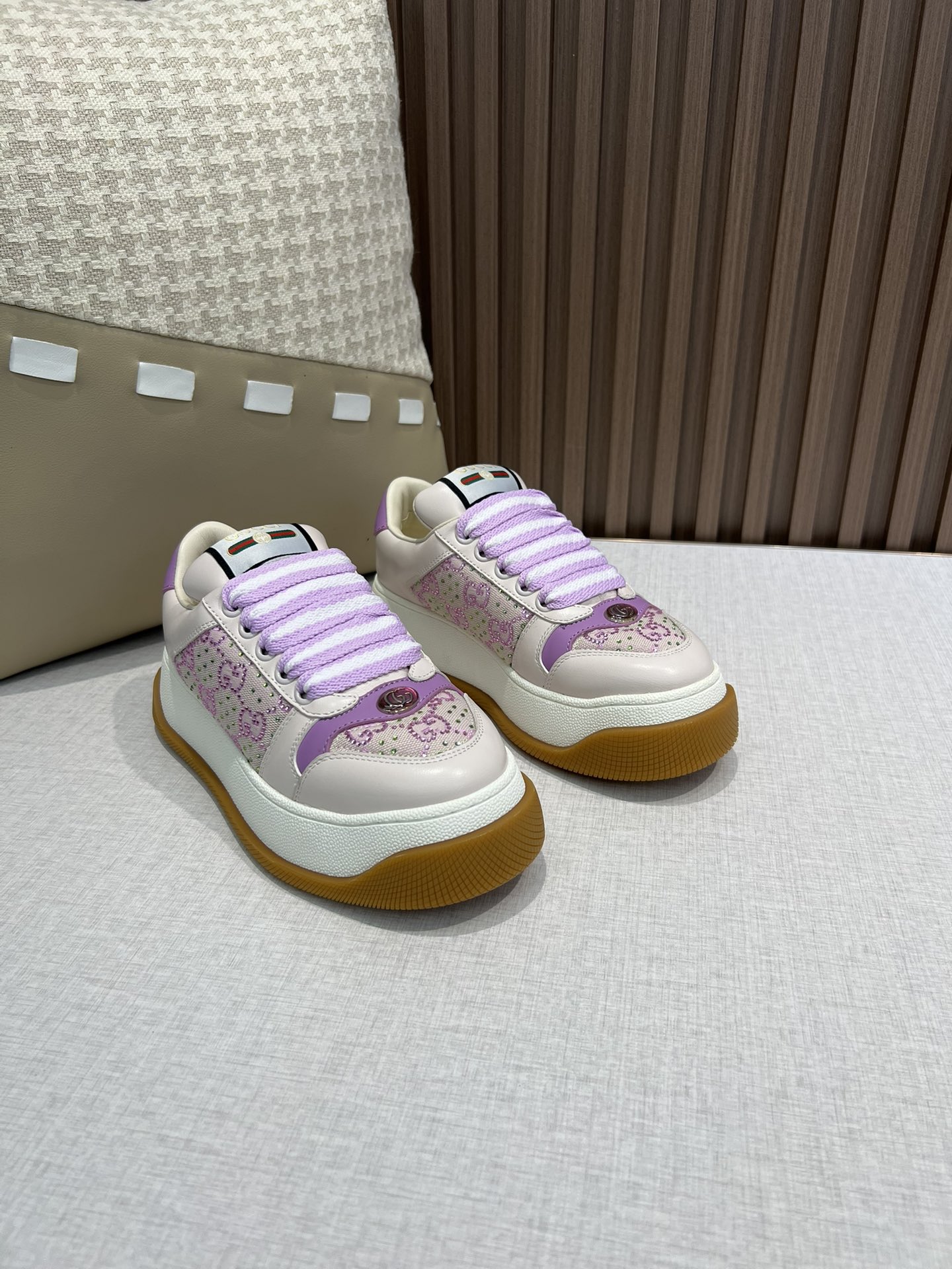 Precio de fábrica p310 @, talla de mujer 👩🏻 Zapatos de pan Gucci GUCCI nuevos Serie Screener Estilo de pareja Zapatos…