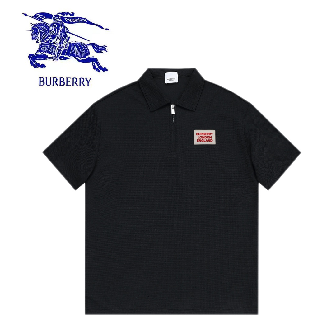 Burberry* corte holgado M-3XL, polo de manga corta de primera calidad con mangas bicolor y etiqueta minimalista, estilo…