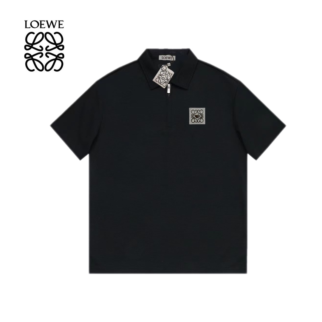 🅿️105 《LOEWE 》罗意威*宽松版型M-3XL 顶级双色气质袖标简约polo翻领华夫格短袖，潮流简约款细致工艺专柜面料，经典元素融合打造，经典短袖 潮男时尚，无论是上身舒适度还是都是无可比拟的存在，可以说是夏日必备 170-13…