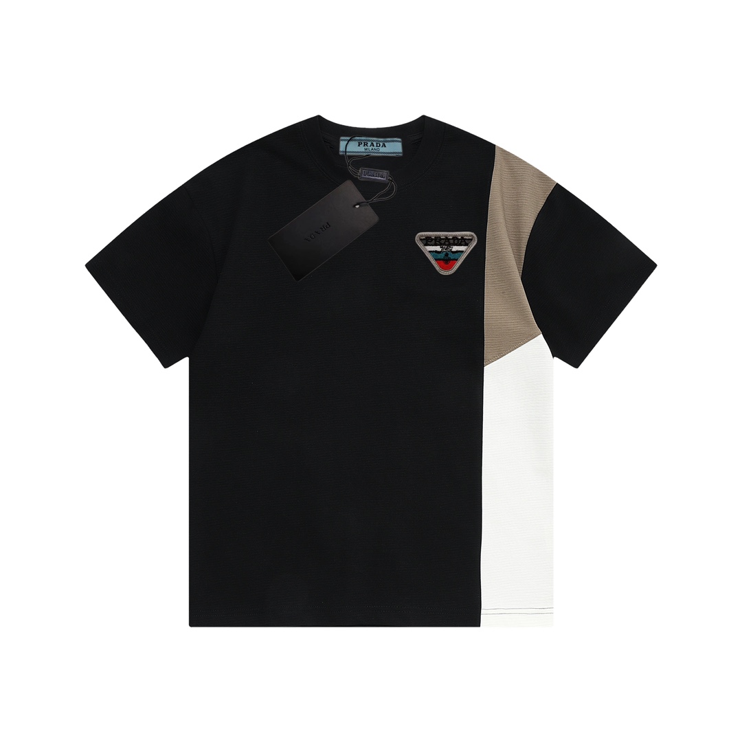 Prada* corte holgado M-3XL, polo de manga corta de gofre de primera calidad con mangas de doble color y etiqueta minima…