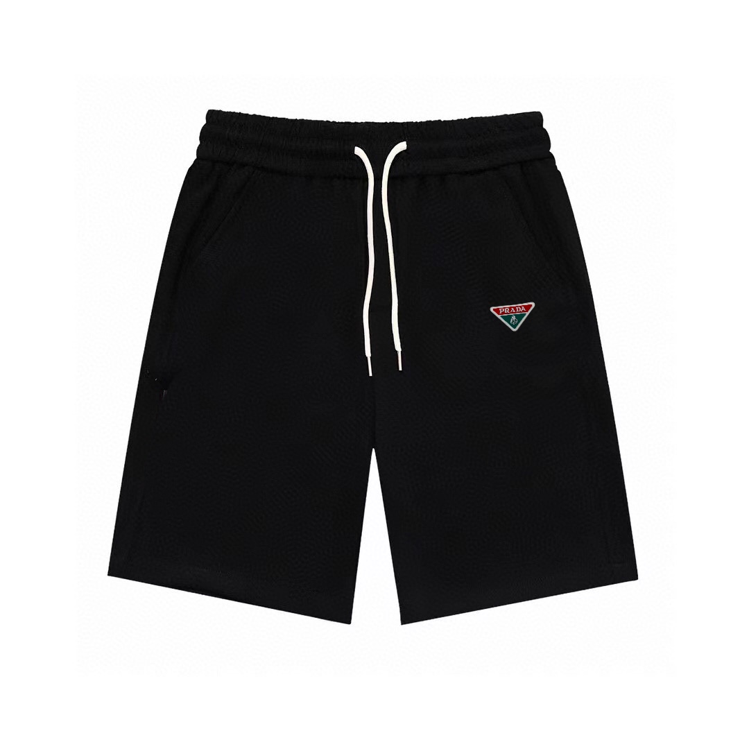 Prada, 24/SS nuevos pantalones cortos de punto casual para hombre con bolsillos decorativos, con cordón de contraste en…