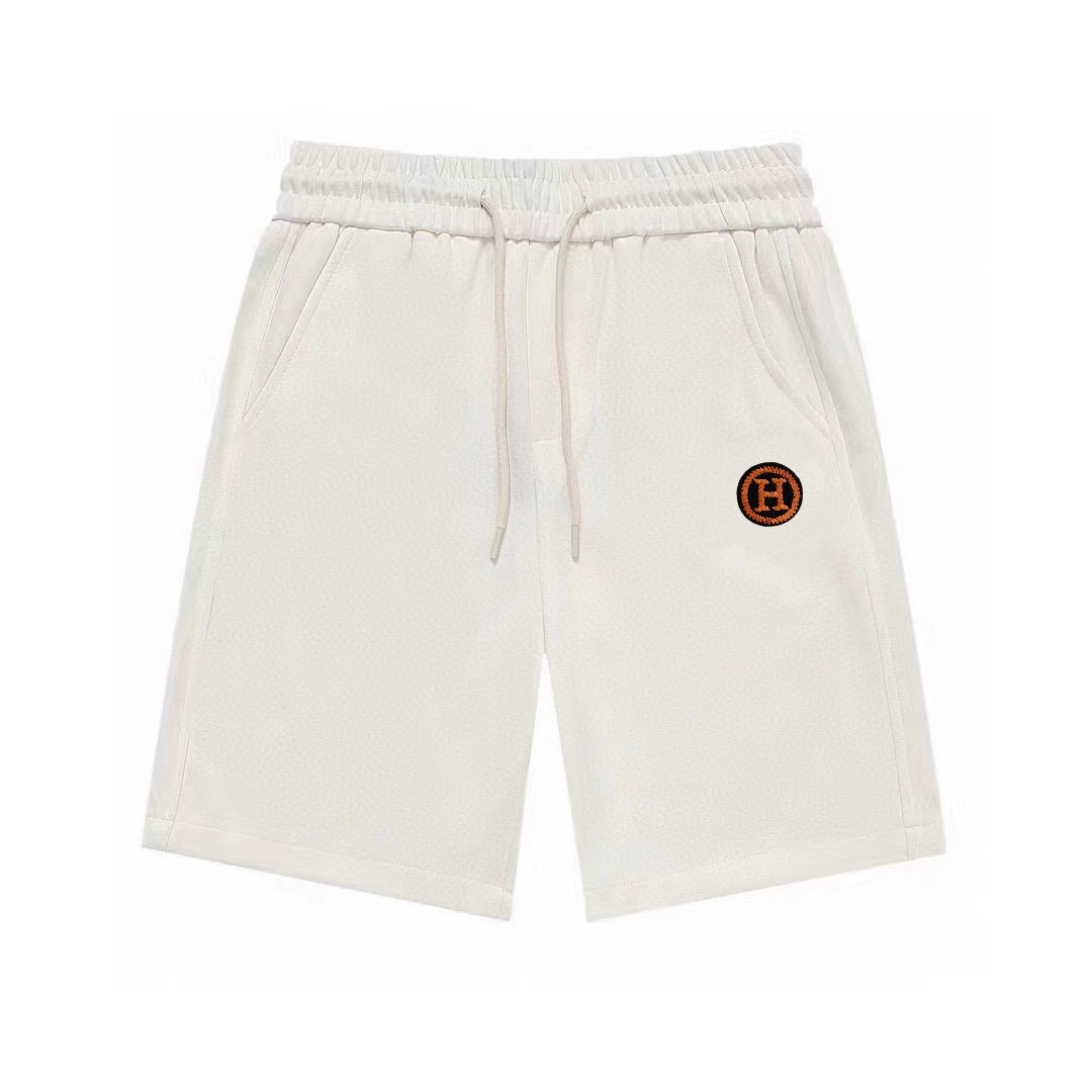 Pantalones cortos de punto casual de hombre de la nueva colección 24/SS de Hermès con bolsillos decorativos, con cordon…