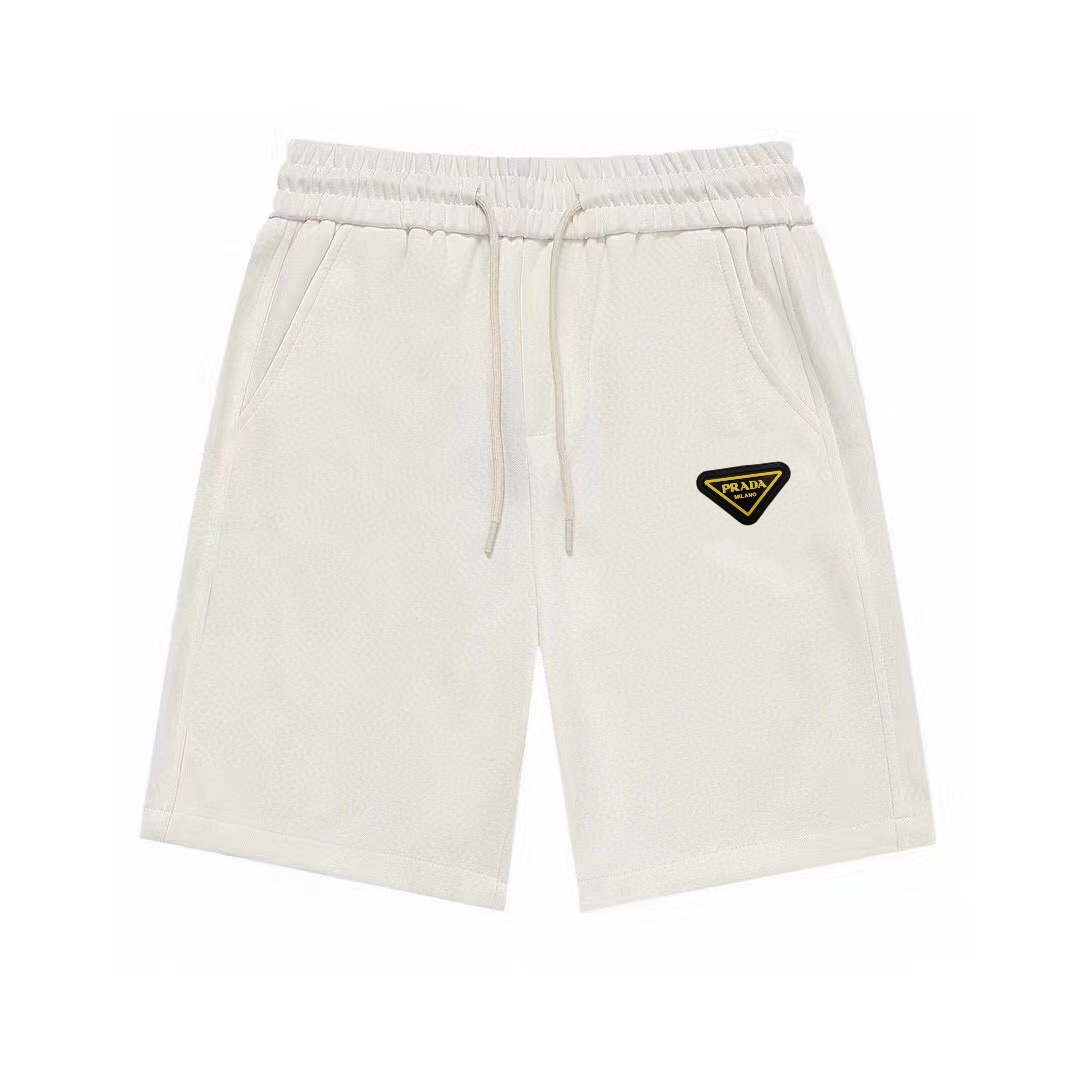 Prada 24/SS nuevos pantalones cortos de punto casual para hombre con bolsillos decorativos, con cordón de contraste en …