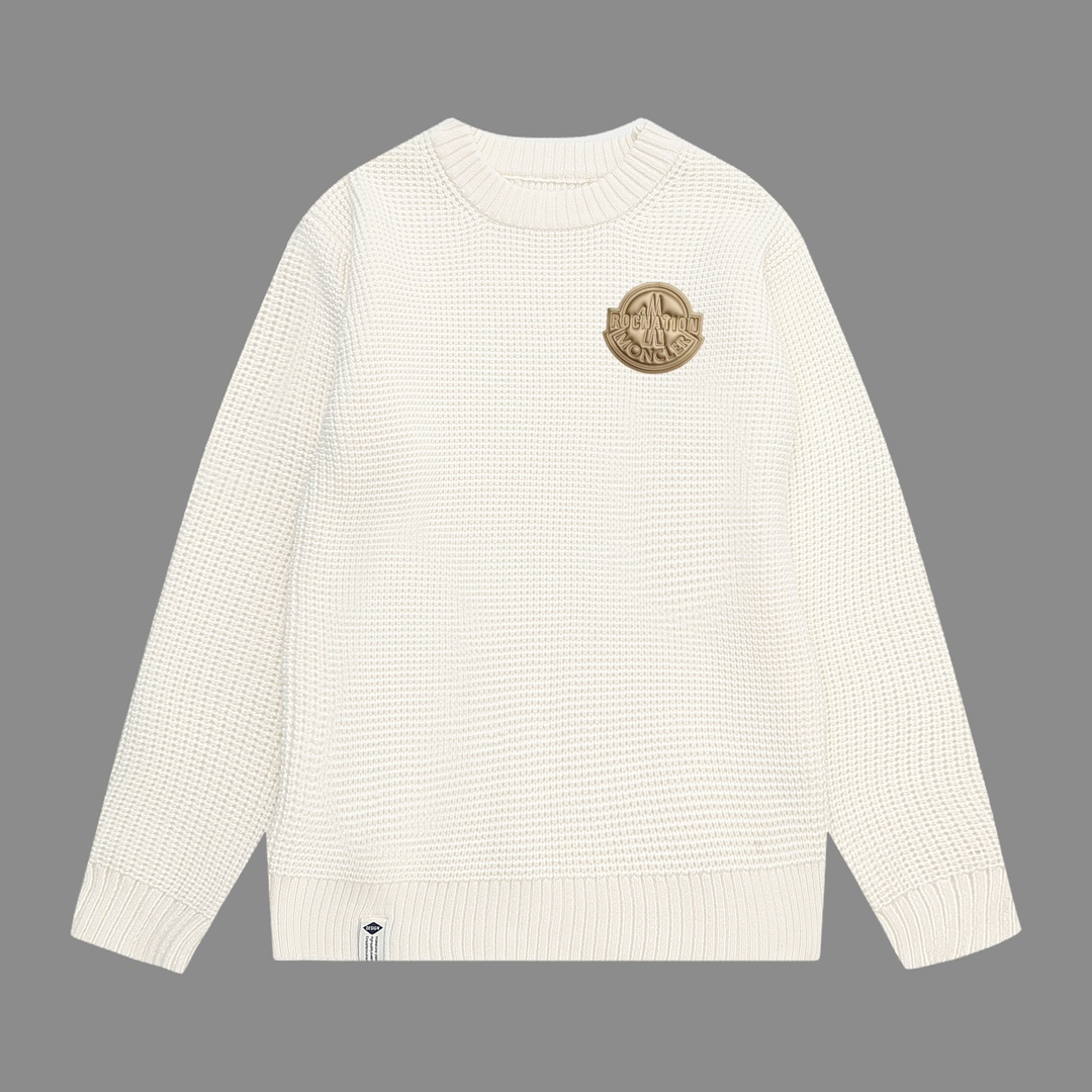 Moncler #suéter waffle nuevo de invierno 2024, clásico con etiqueta de piel, tejido de lana acrílica anti-pilling, muy …