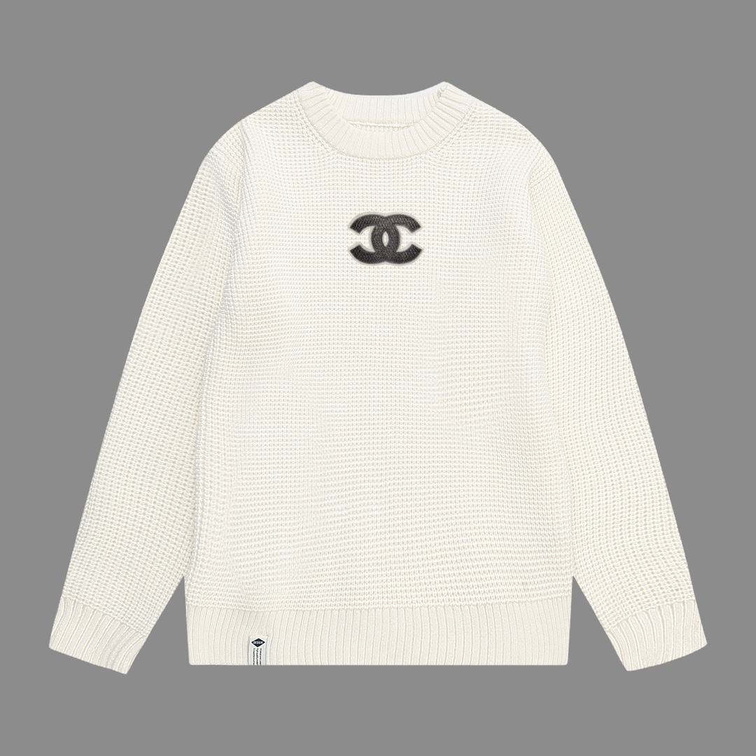 Chanel #Suéter waffle Nuevo para invierno 2024, clásico suéter con etiqueta de piel, tejido de acrílico de alta calidad…