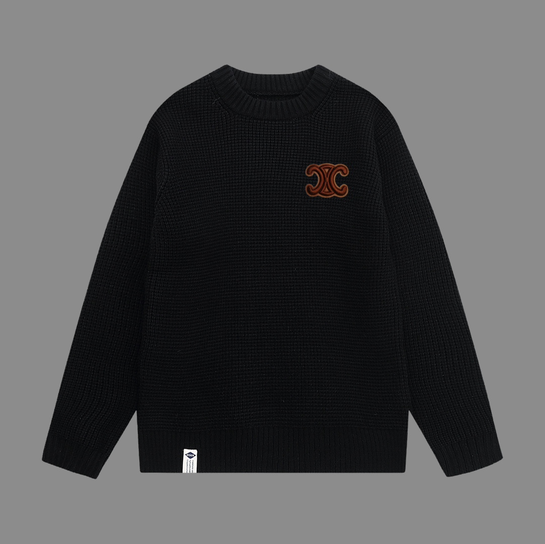 Celine # suéter de gofre. Nuevo para otoño-invierno. Suéter clásico de canalé ancho. Tejido de lana acrílica anti-pilli…