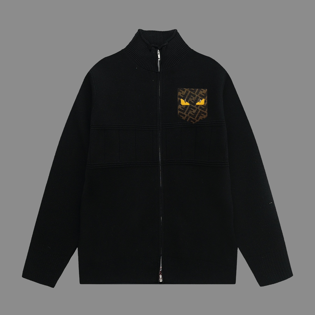 Fendi (con tres etiquetas) chaqueta de punto con cremallera, nuevo estilo de otoño e invierno. Proceso: clásico tejido …