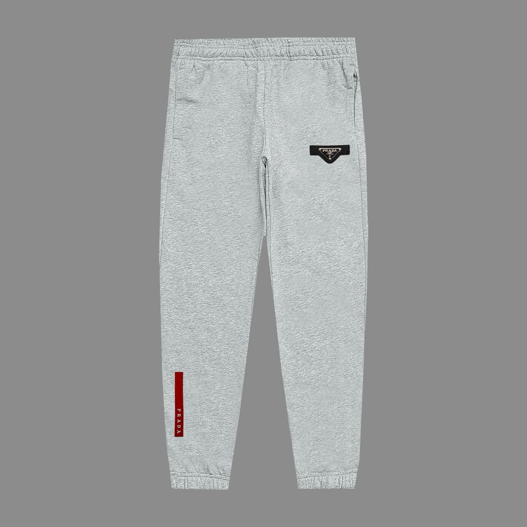 PRADA 2024 Otoño Suéter de rizo elástico Pantalones de algodón Hardware clásico Logotipo triangular Versión de gama alt…