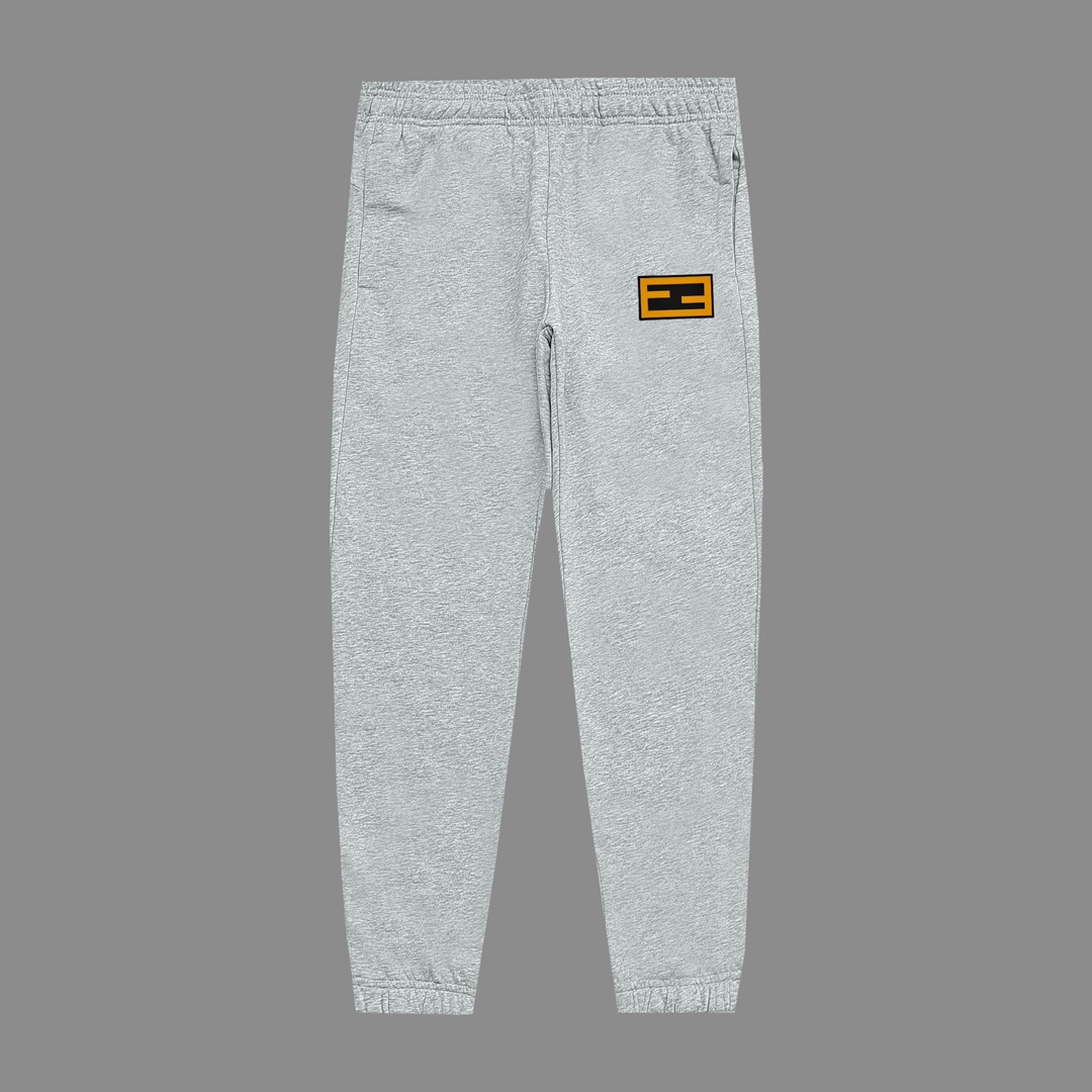 , Fendi pantalón largo de algodón con tejido de punto francés y elástico, estilo otoño 2024, versión de alta gama con e…