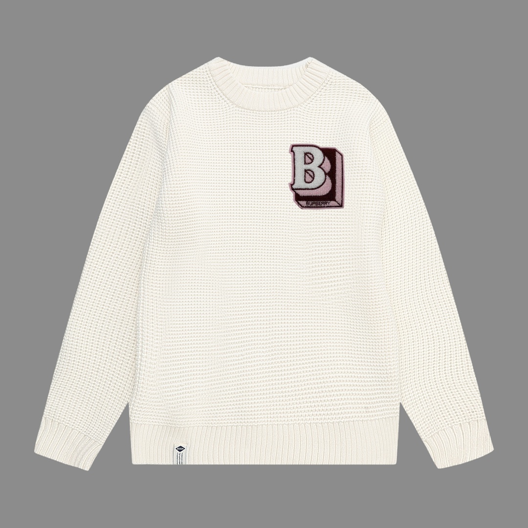 Burberry # Suéter waffle, nuevo modelo de otoño-invierno, clásico suéter de canalé grueso, hilo de lana acrílico anti-p…