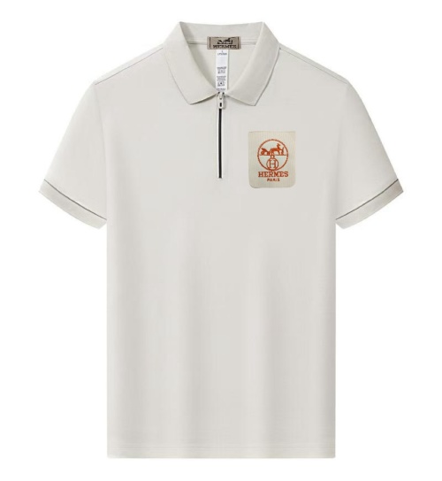 Hermes Men's Short Sleeve Polo Shirt, Summer Casual Style With Zipper 1 Hermes Men's Short Sleeve Polo Shirt, Summer Casual Style With Zipper