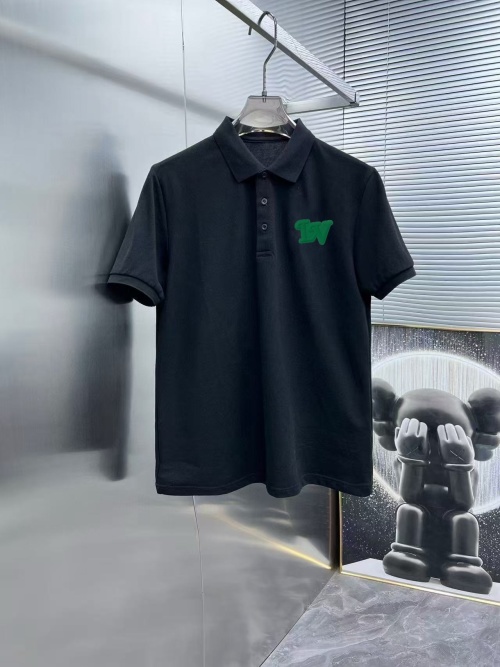 Louis Vuitton Men's Black Polo Shirt with Green LV Logo, Summer Collection