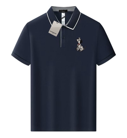 Givenchy Men's Navy Polo Shirt with Cartoon Dog Embroidery - Classic Fit 1 Givenchy Men's Navy Polo Shirt with Cartoon Dog Embroidery - Classic Fit
