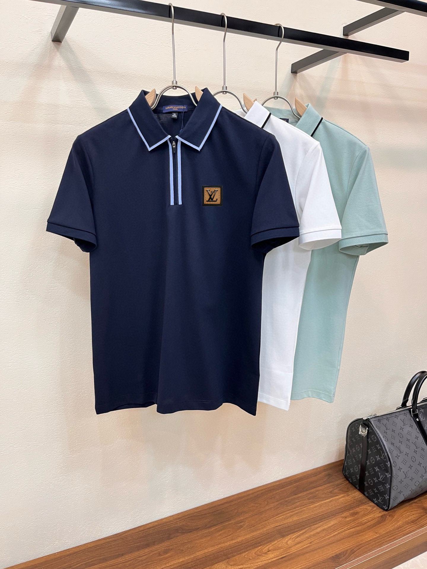 P100 Camiseta tipo polo de manga corta con cuello vuelto y cremallera, nueva temporada primavera/verano de Lv. Tejido p…