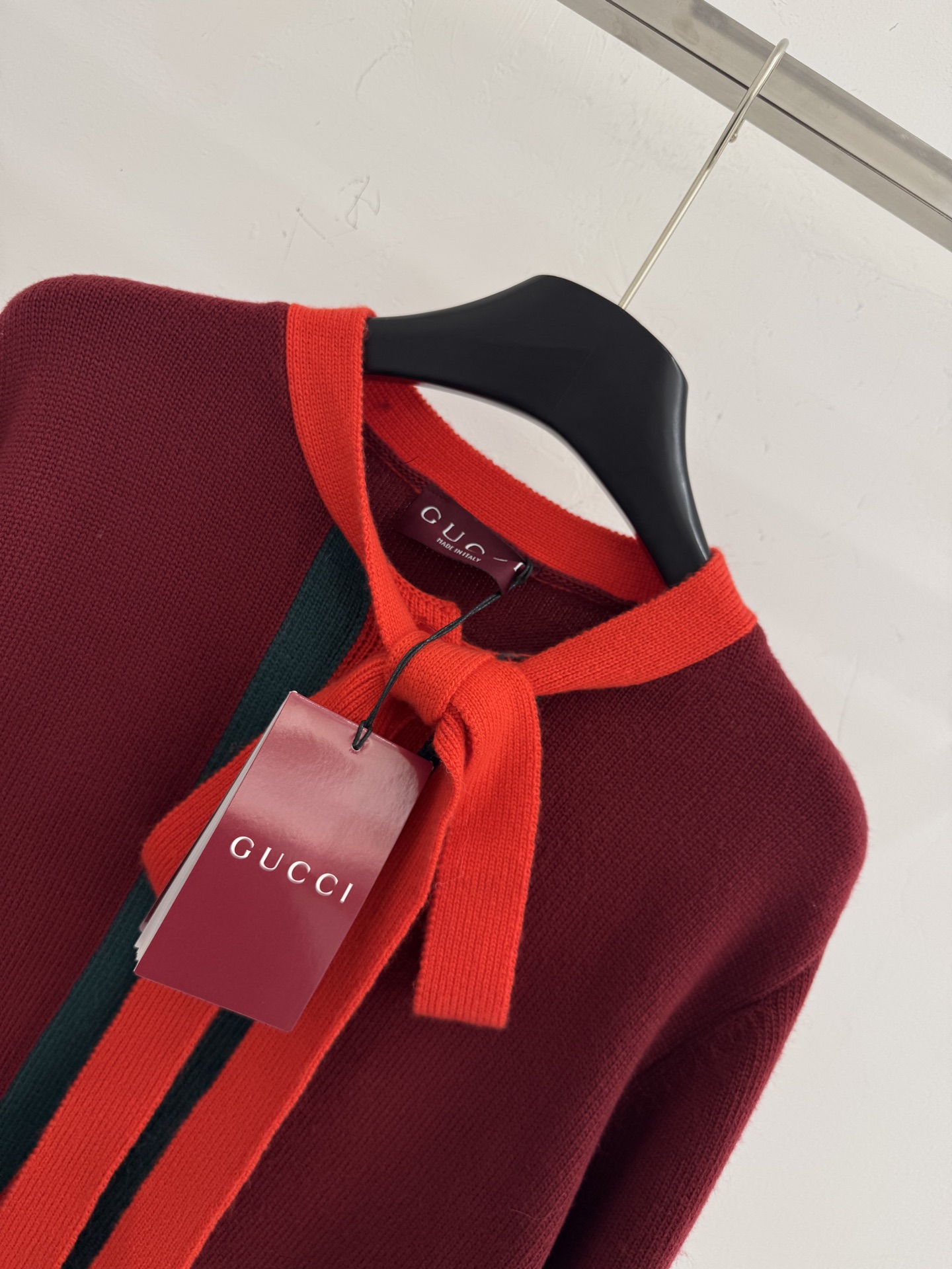 Gucci 系带拼接针织开衫
