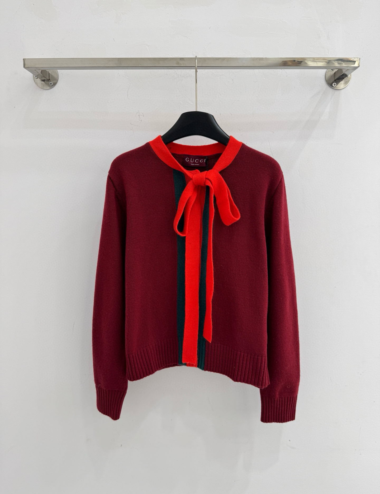 Gucci 系带拼接针织开衫