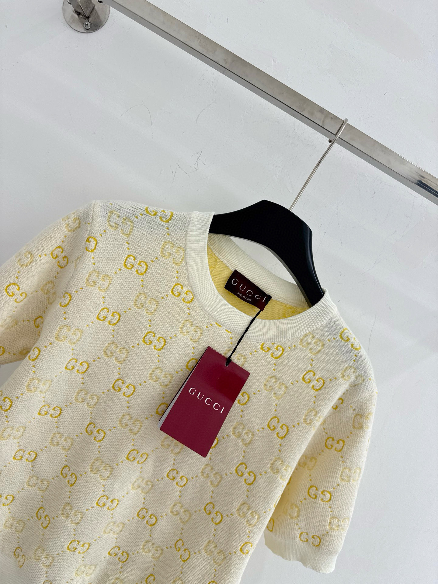 Gucci GG提花针织短袖，三色清新配色，软糯亲肤，简约圆领，百搭轻奢，日常通勤氛围感拉满Y
