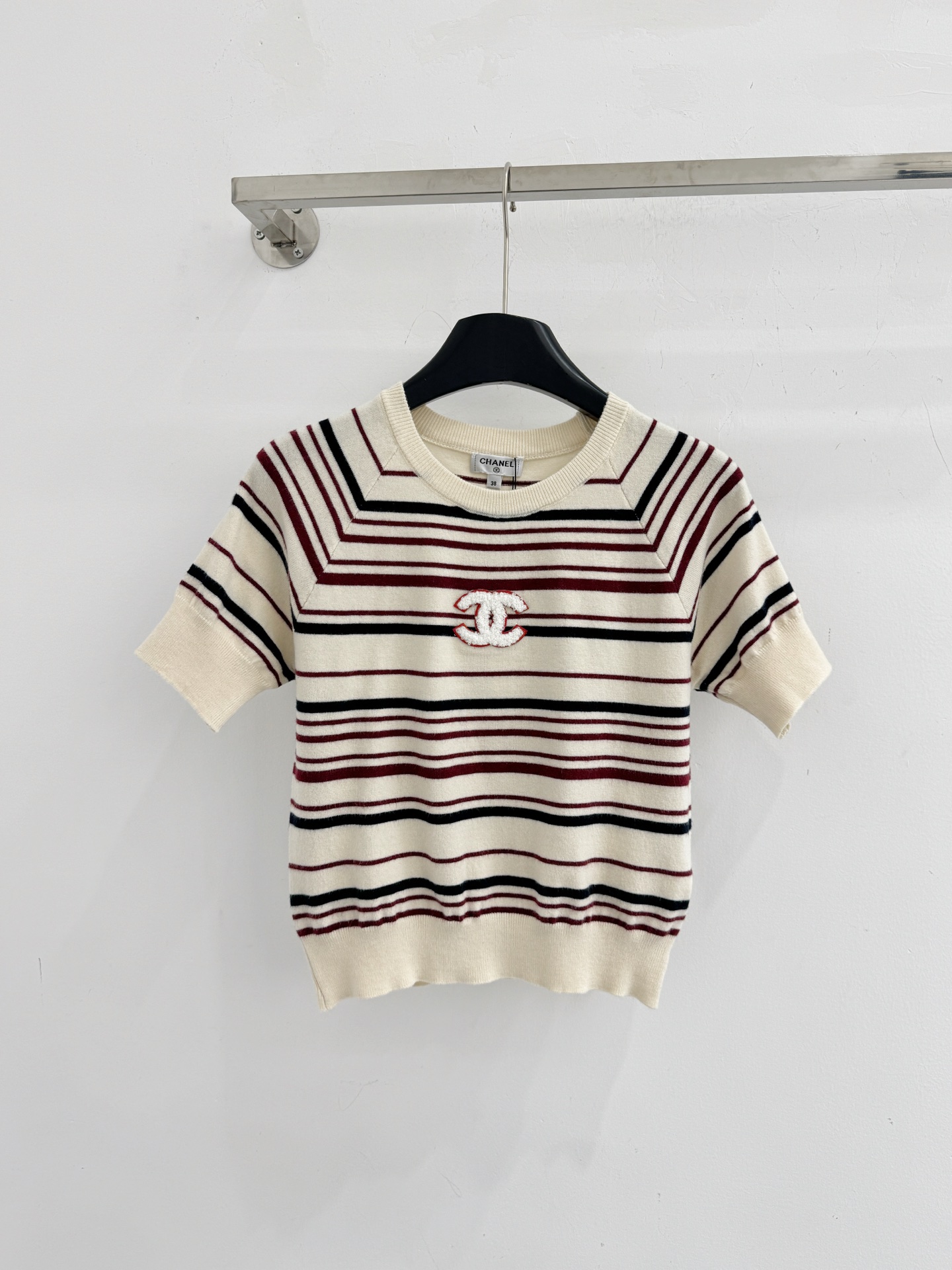 Chrome Hearts 撞色条纹针织短袖，软糯亲肤，简约百搭D