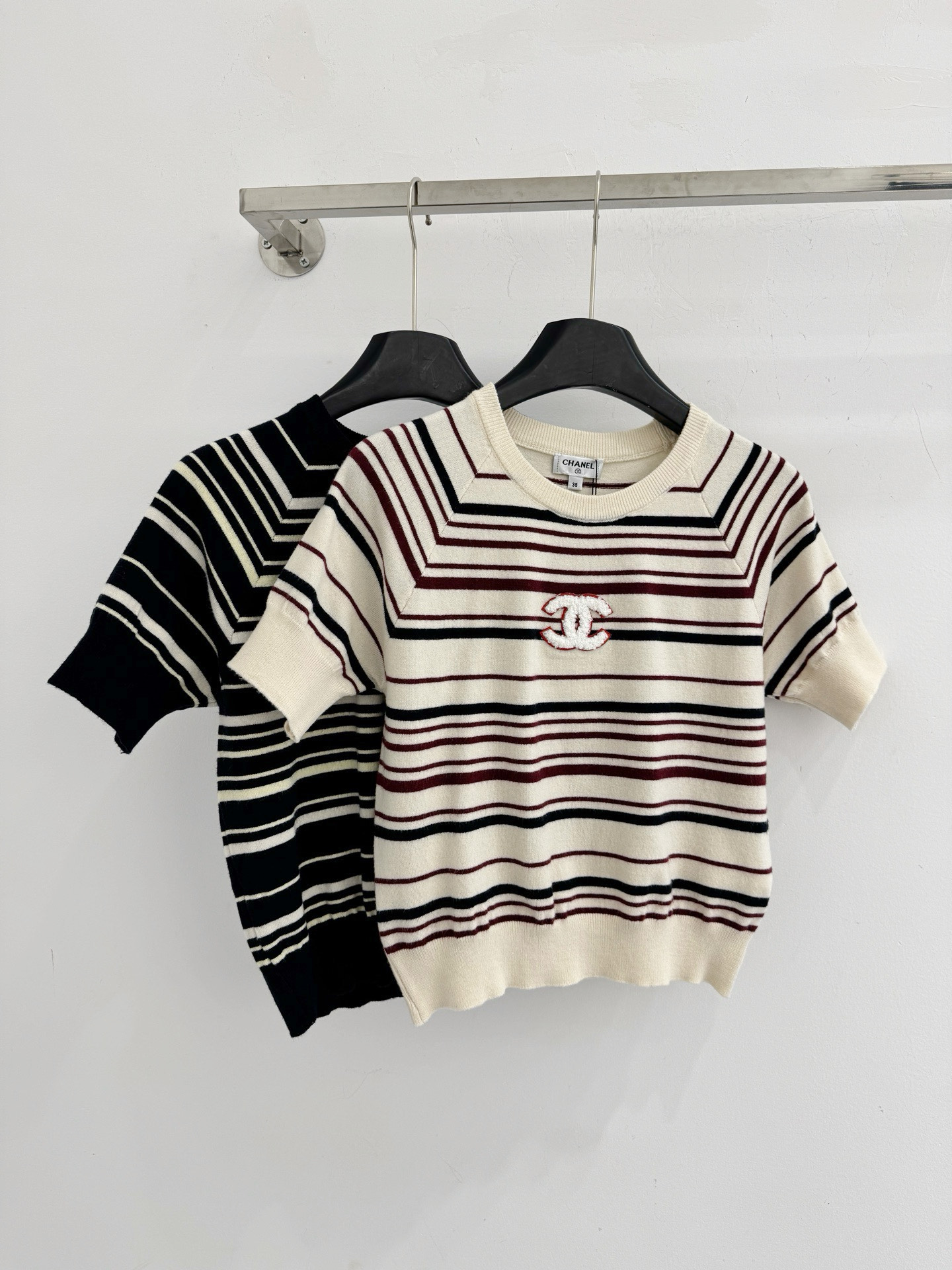 Chrome Hearts 撞色条纹针织短袖，软糯亲肤，简约百搭D