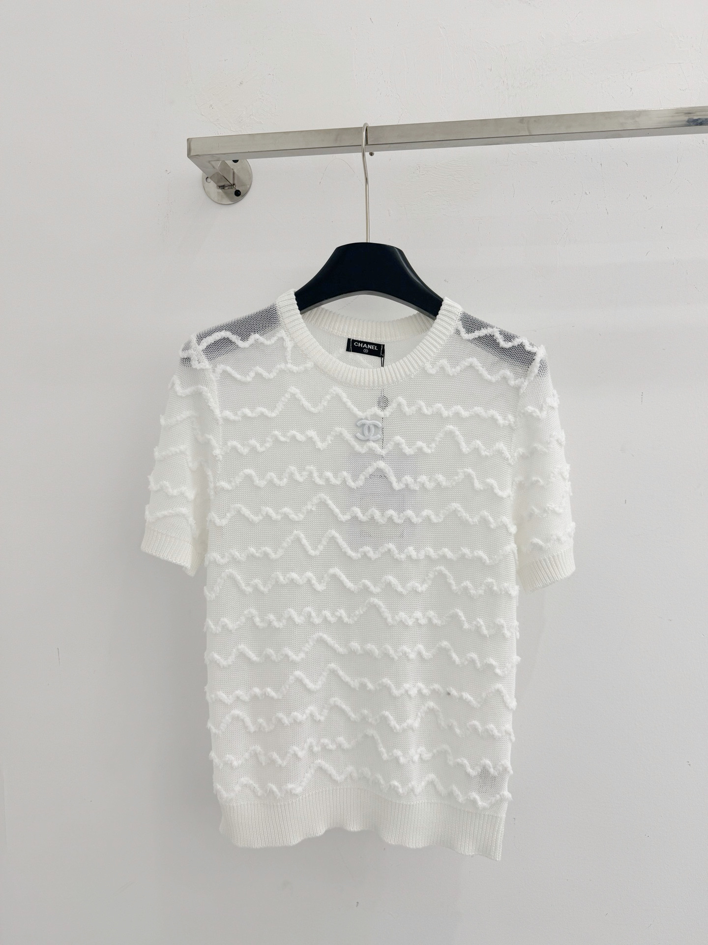 Chrome Hearts 波浪纹镂空针织短袖，透气清爽，立体肌理感，简约圆领，三色可选，温柔百搭，夏日