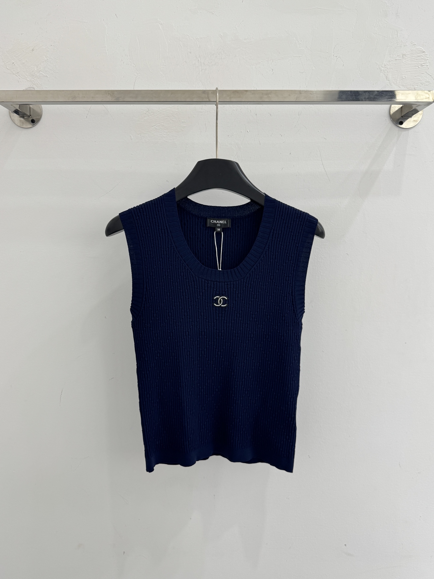 Chrome Hearts 简约圆领针织背心，坑条肌理，双C点缀，百搭显瘦。T