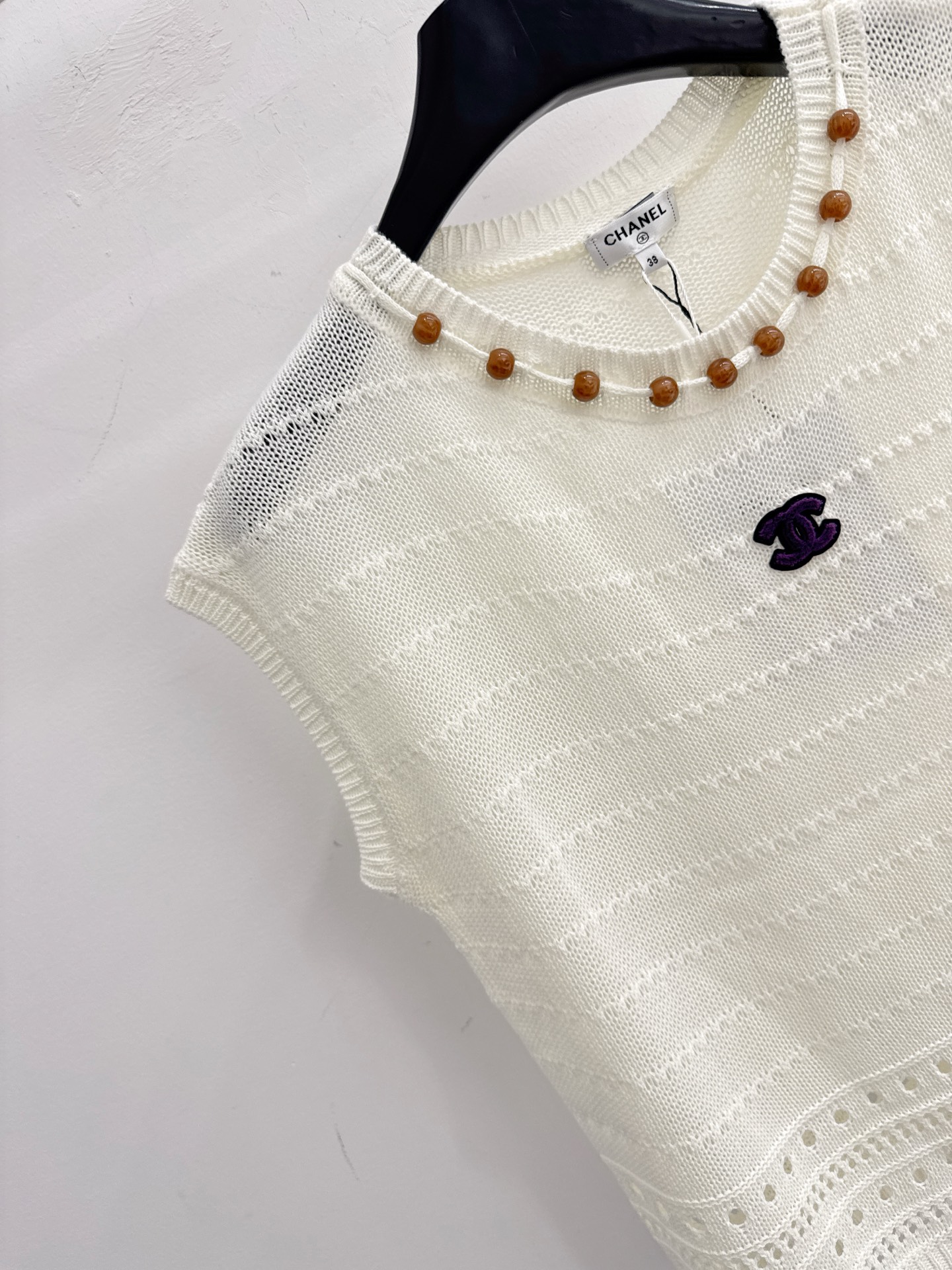 Chrome Hearts 清新米白针织背心，木珠领口与双C点缀，温柔减龄，透气百搭X