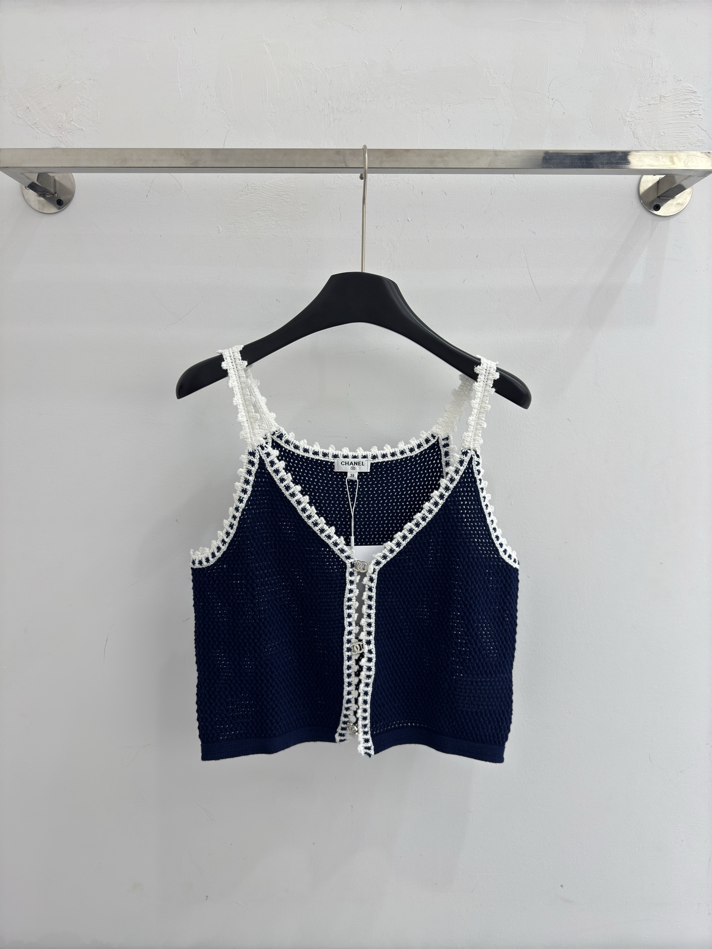 Chrome Hearts 钩花针织吊带背心，双C扣点缀，清新透气，温柔百搭。T