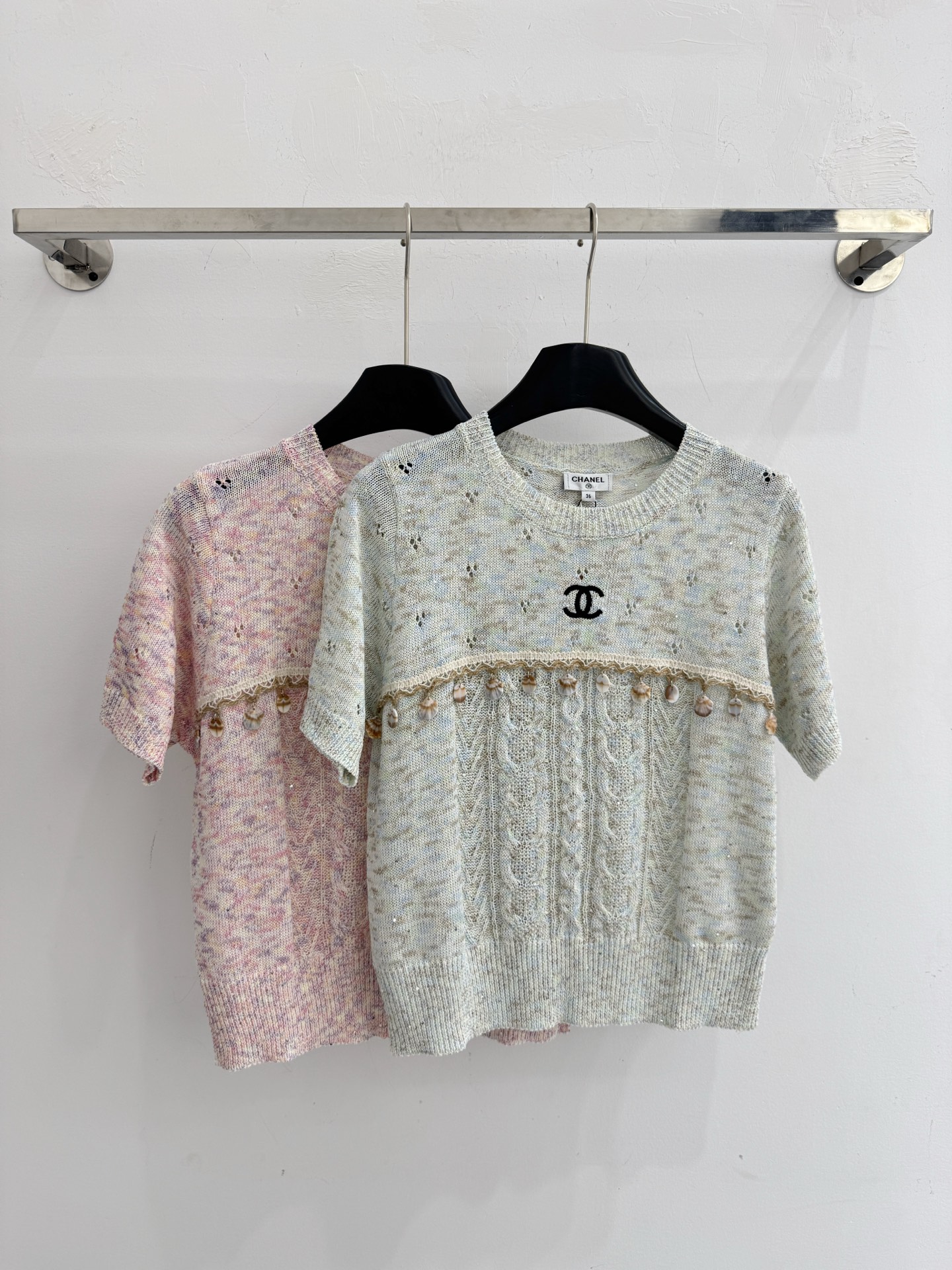 Chrome Hearts 梦幻混彩针织短袖，贝壳缀饰，温柔，甜美减龄。X