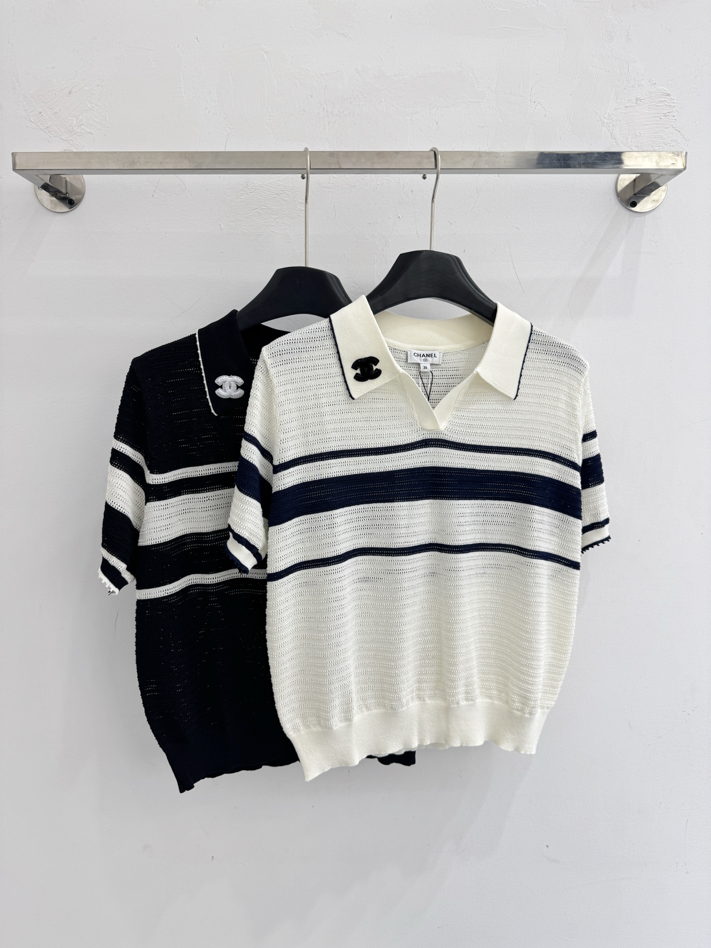 Chrome Hearts 香风条纹polo针织衫，镂空透气，双C标识，简约高级。X
