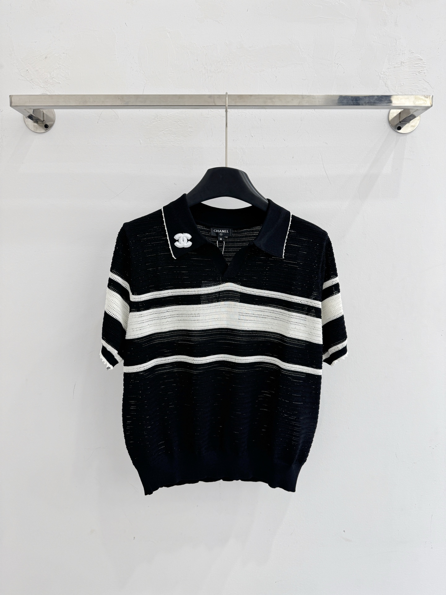 Chrome Hearts 香风条纹polo针织衫，镂空透气，双C标识，简约高级。X