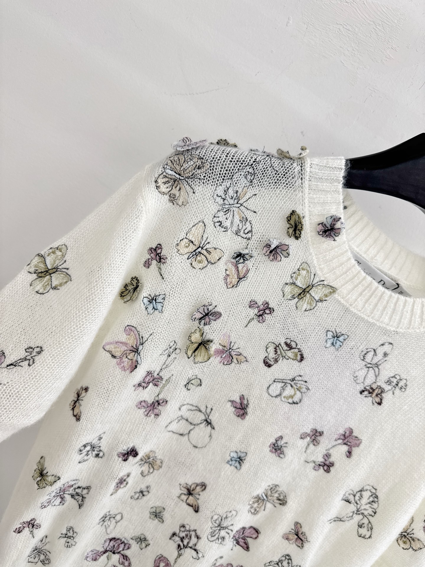 Unknown 蝴蝶花卉印花针织短袖，轻薄透气，温柔雅致