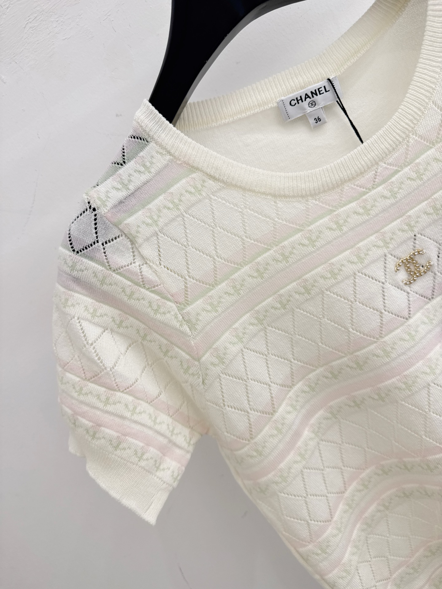 Chrome Hearts 法式菱格针织短袖，清新黄白配色，温柔显瘦，夏日气质单品