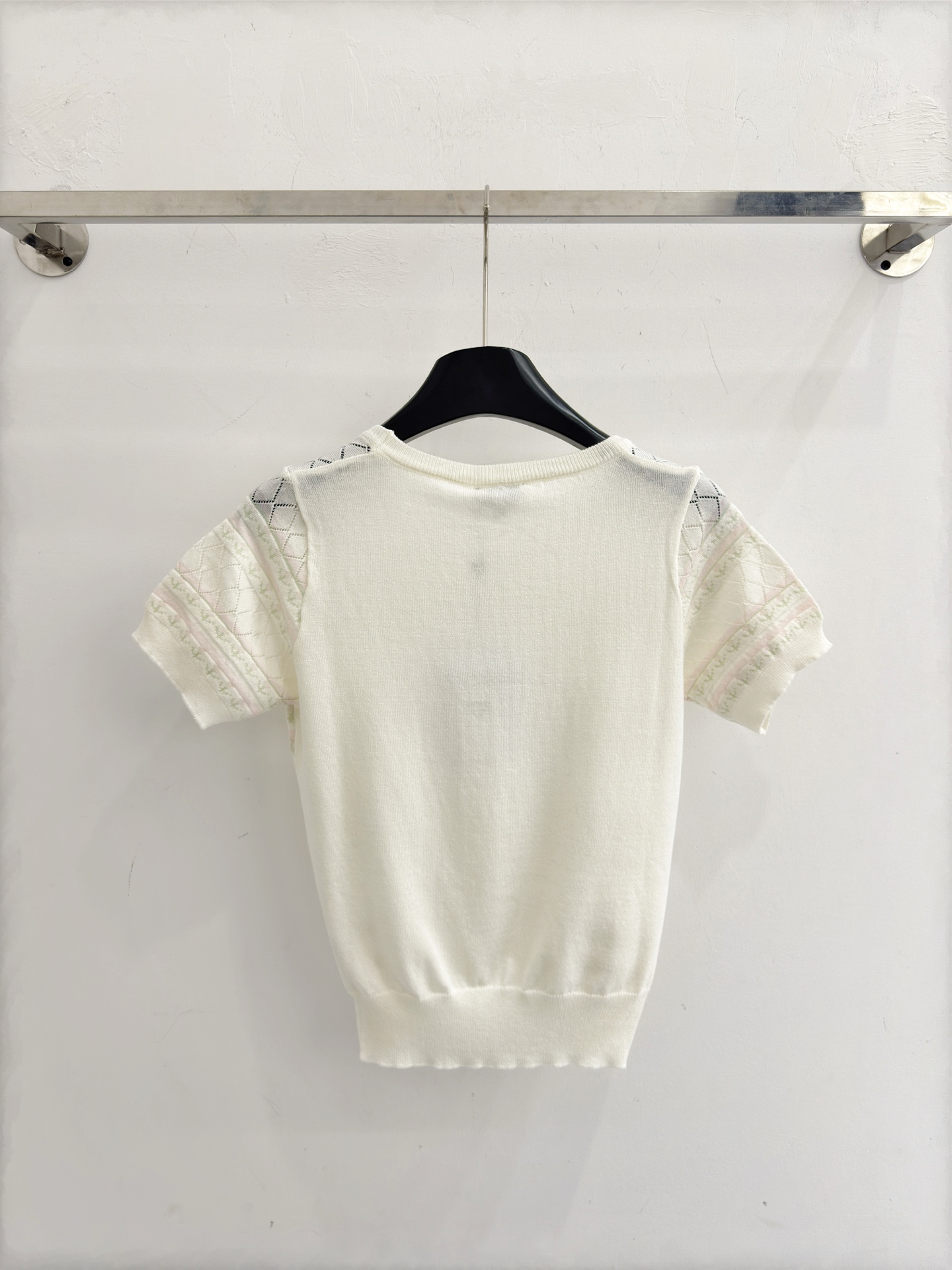 Chrome Hearts 法式菱格针织短袖，清新黄白配色，温柔显瘦，夏日气质单品