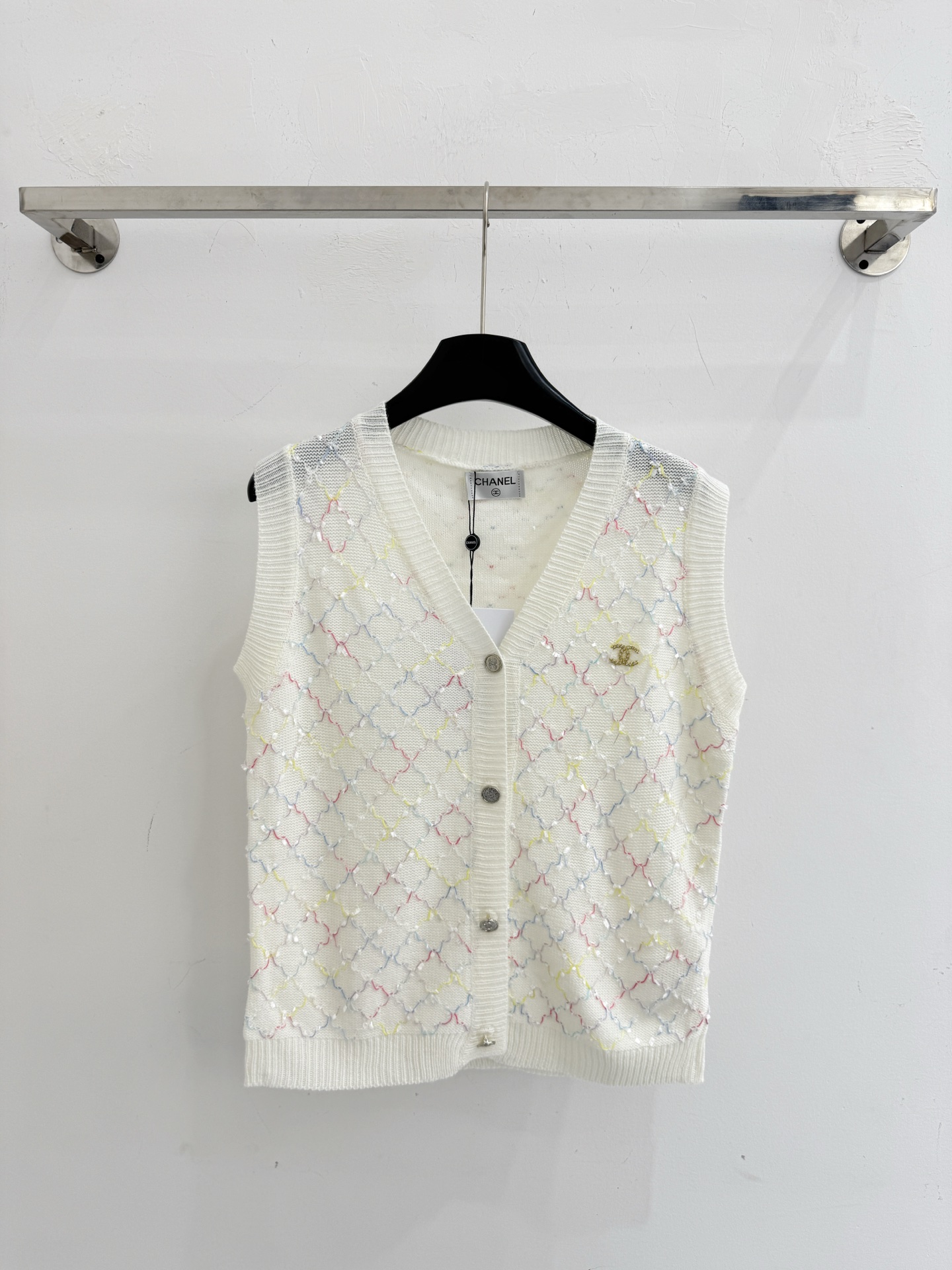 Chrome Hearts 彩线菱格针织马甲，V领显瘦，温柔气质叠穿神器