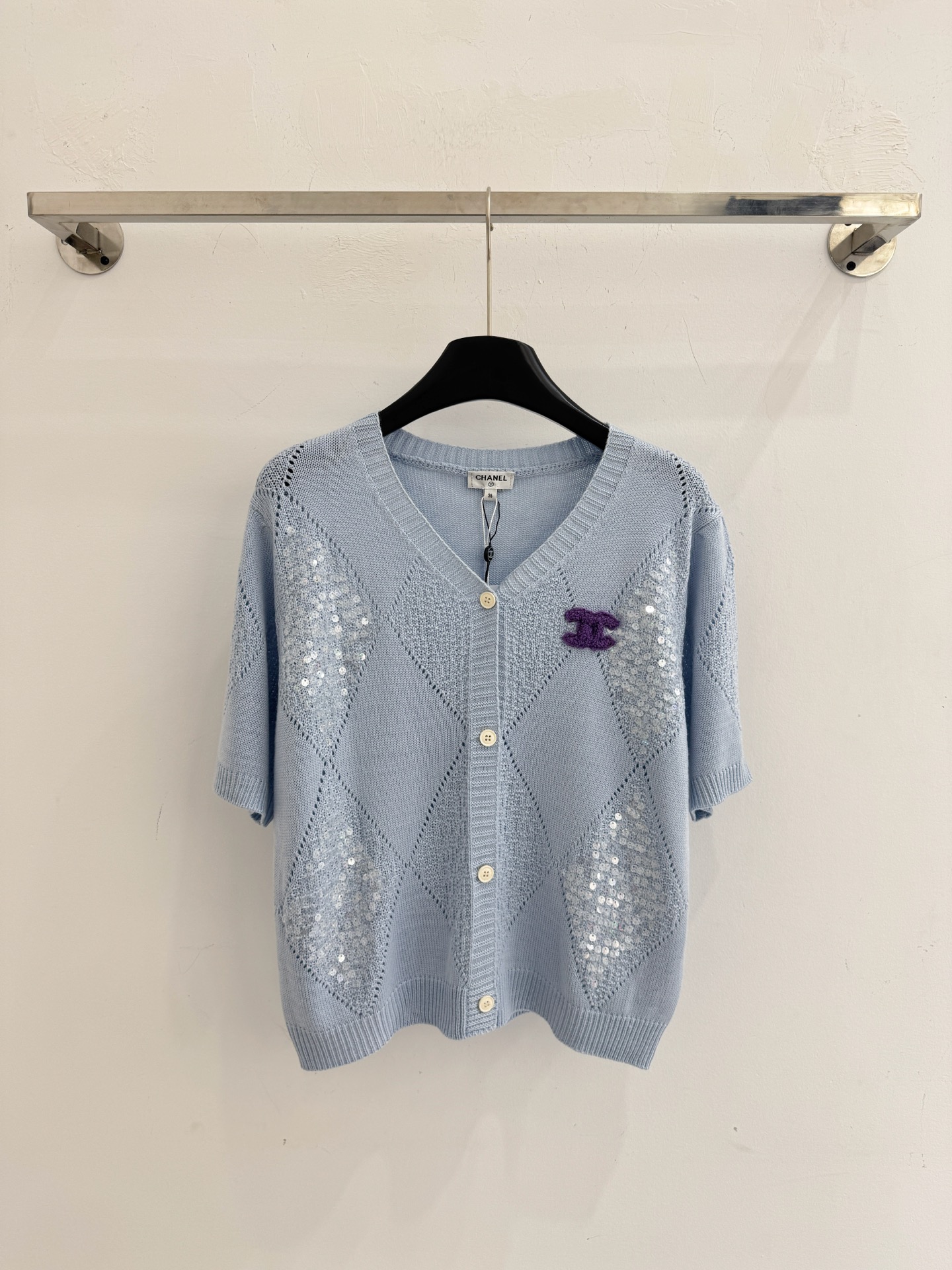 Chrome Hearts 菱格镂空针织开衫，亮片点缀，温柔清新百搭