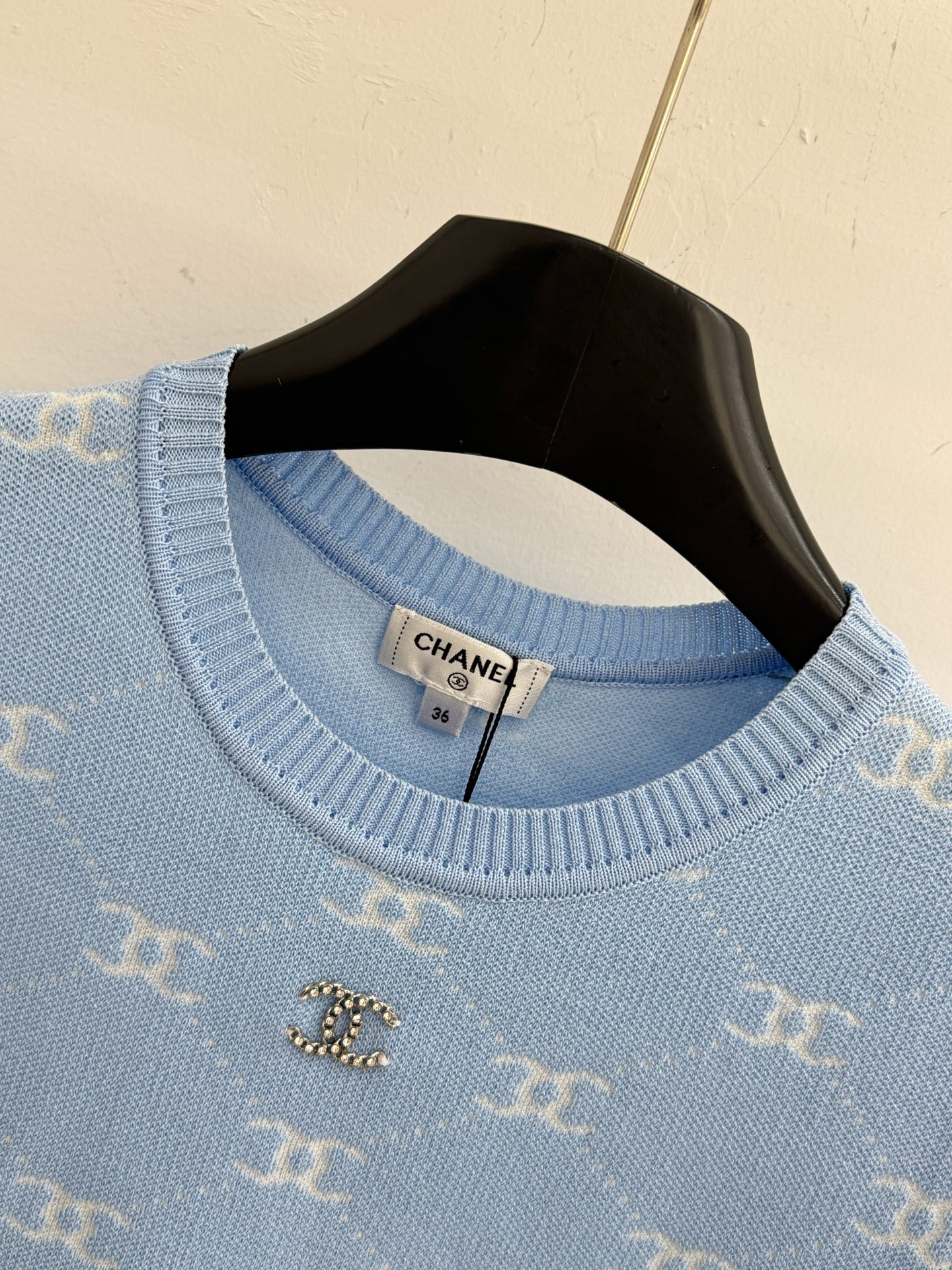 Chrome Hearts 双C菱格提花针织短袖，轻奢百搭，撞色显白