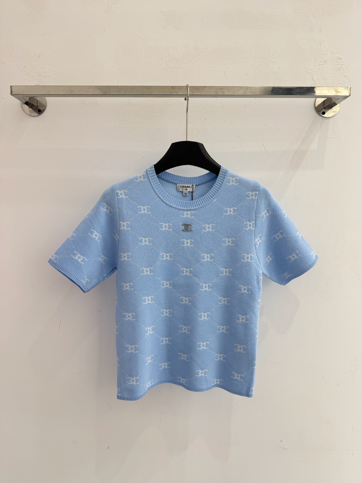 Chrome Hearts 双C菱格提花针织短袖，轻奢百搭，撞色显白