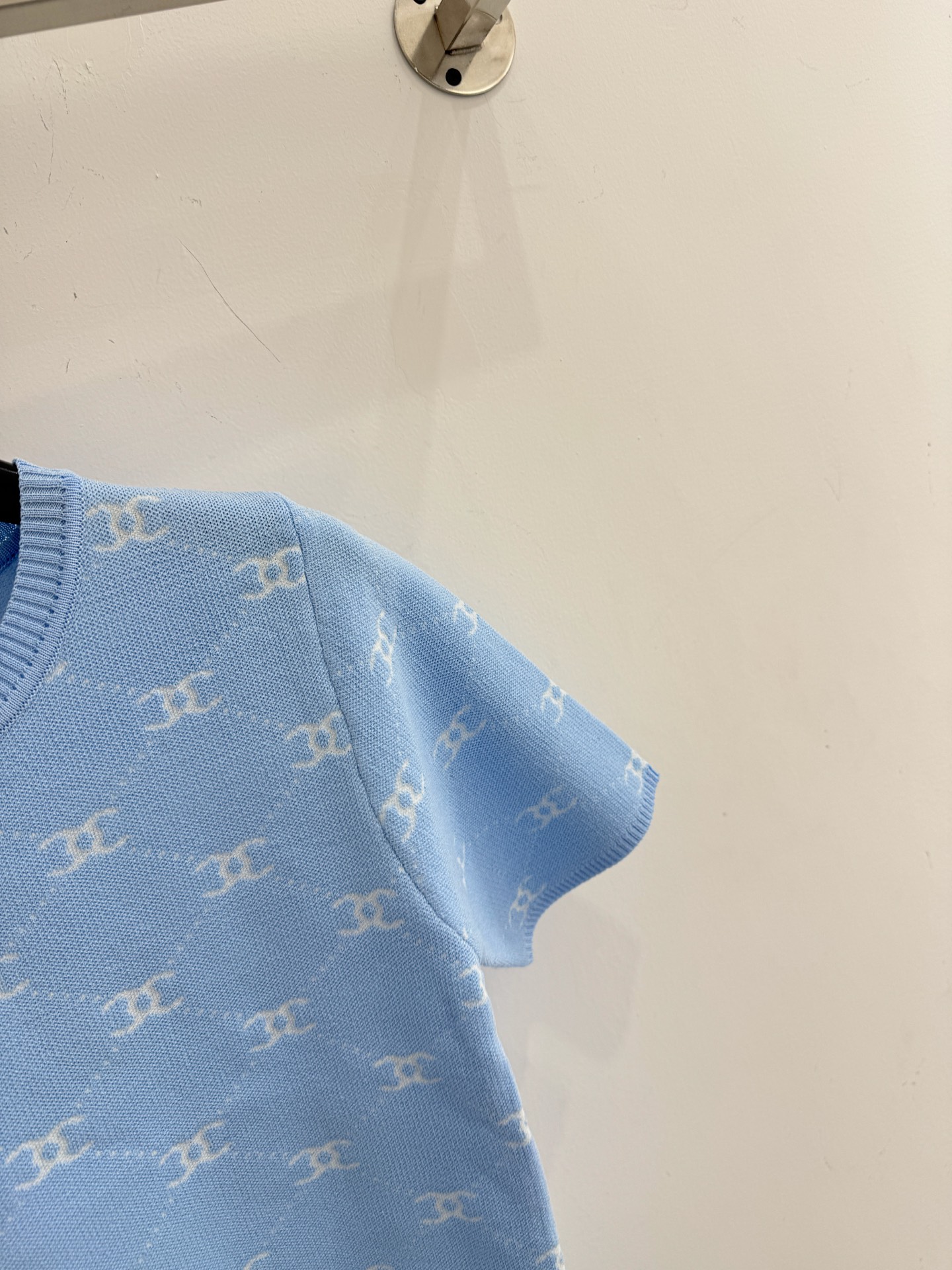 Chrome Hearts 双C菱格提花针织短袖，轻奢百搭，撞色显白