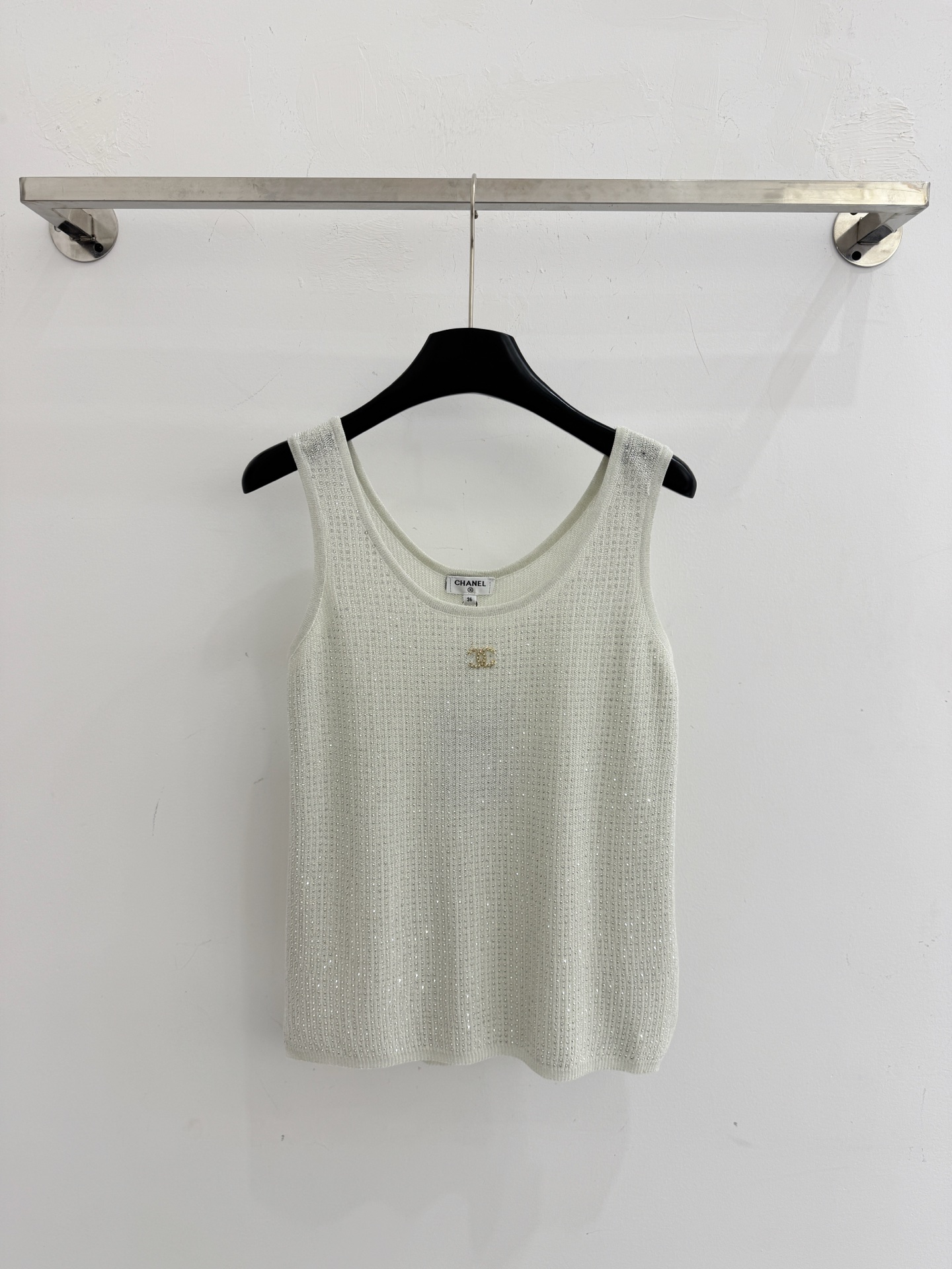 Chrome Hearts 香风亮片针织吊带背心，两色入，修身显瘦，名媛风