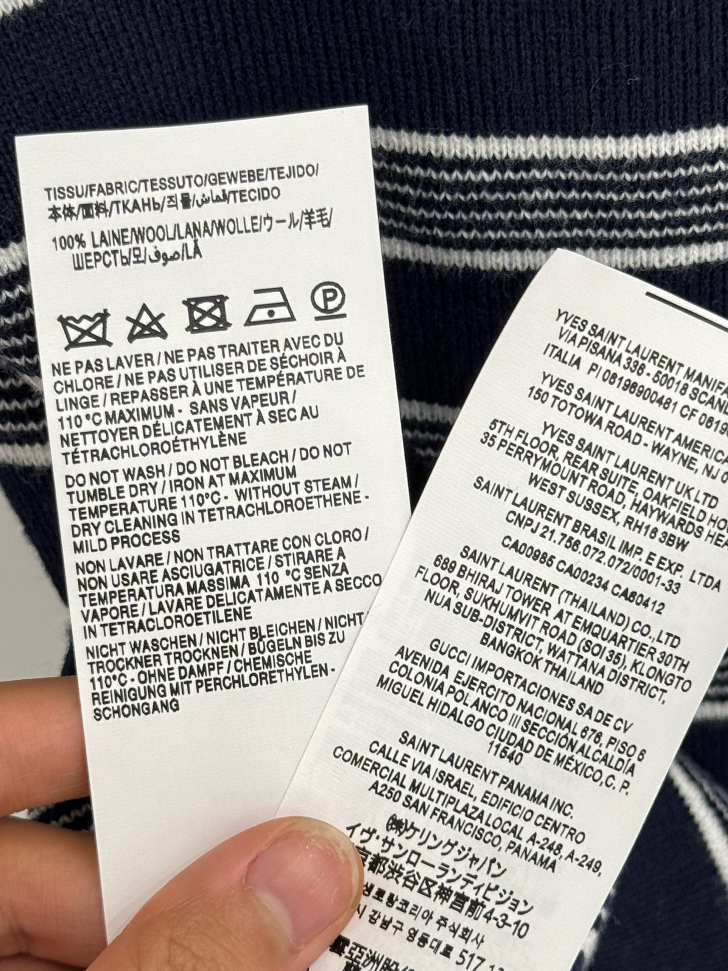 Unknown 藏青条纹针织短袖，撞色边修身显瘦 款