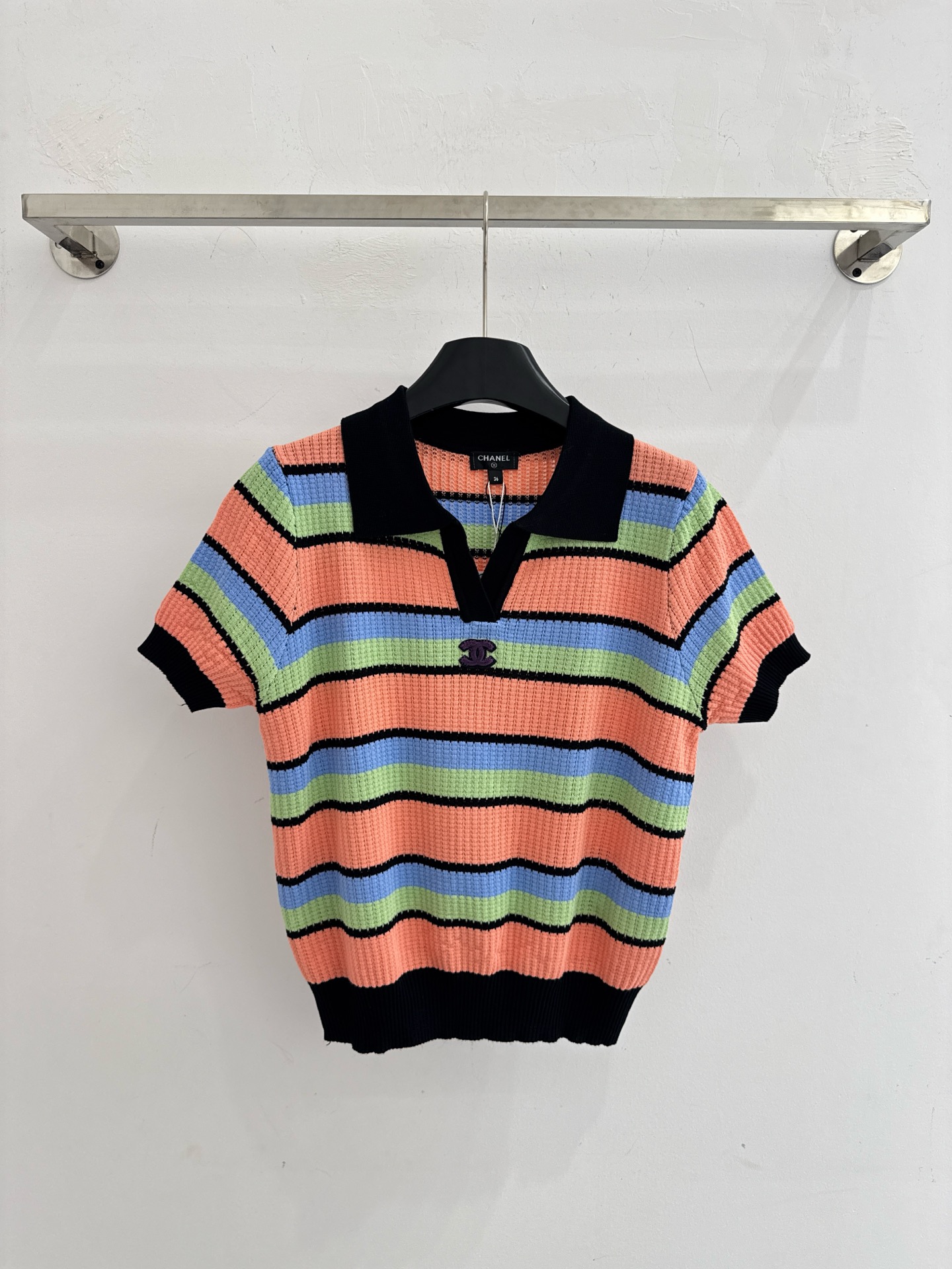 Chrome Hearts 彩色条纹Polo针织衫，撞色设计，减龄，两色可选