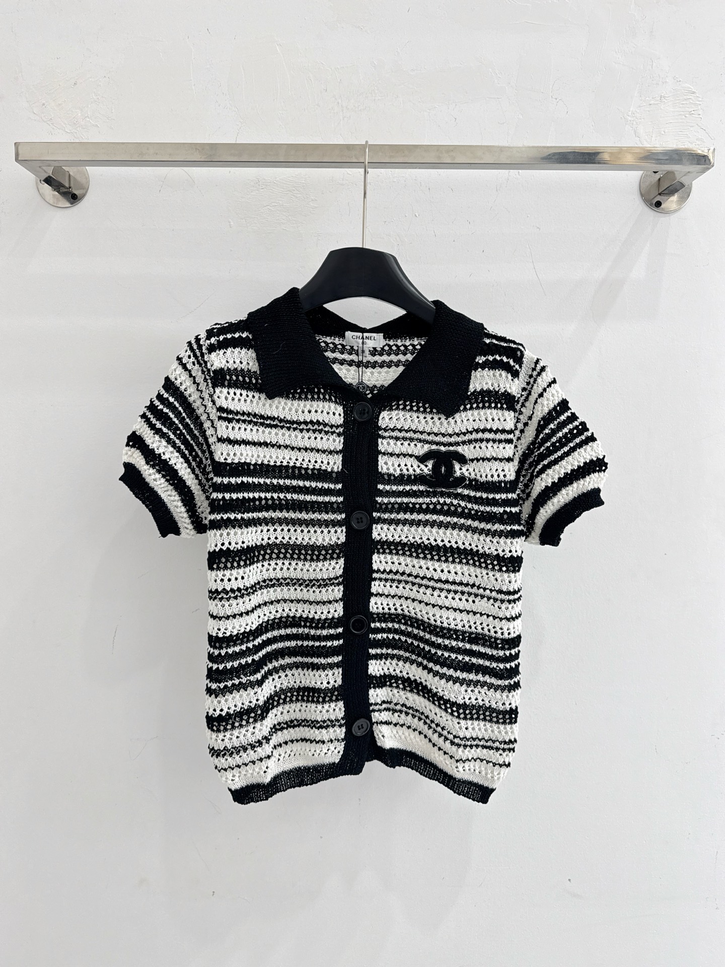 Chrome Hearts CH26春夏新款，镂空针织，撞色翻领开衫。简约