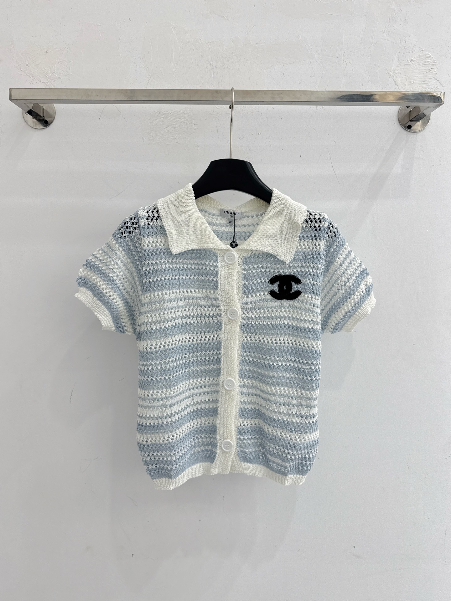 Chrome Hearts CH26春夏新款，镂空针织，撞色翻领开衫。简约