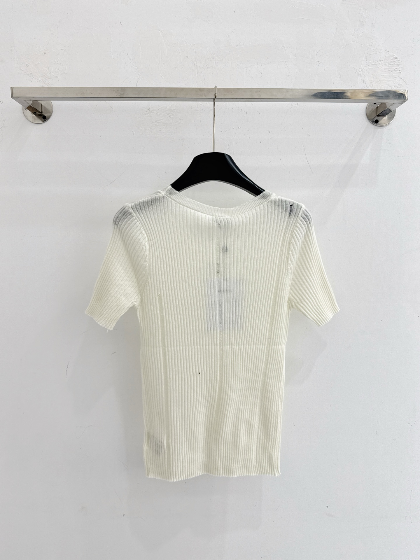 Chrome Hearts CH26春夏新款，香奈儿紫白两色坑条针织短袖，双C标点缀，简约高级
