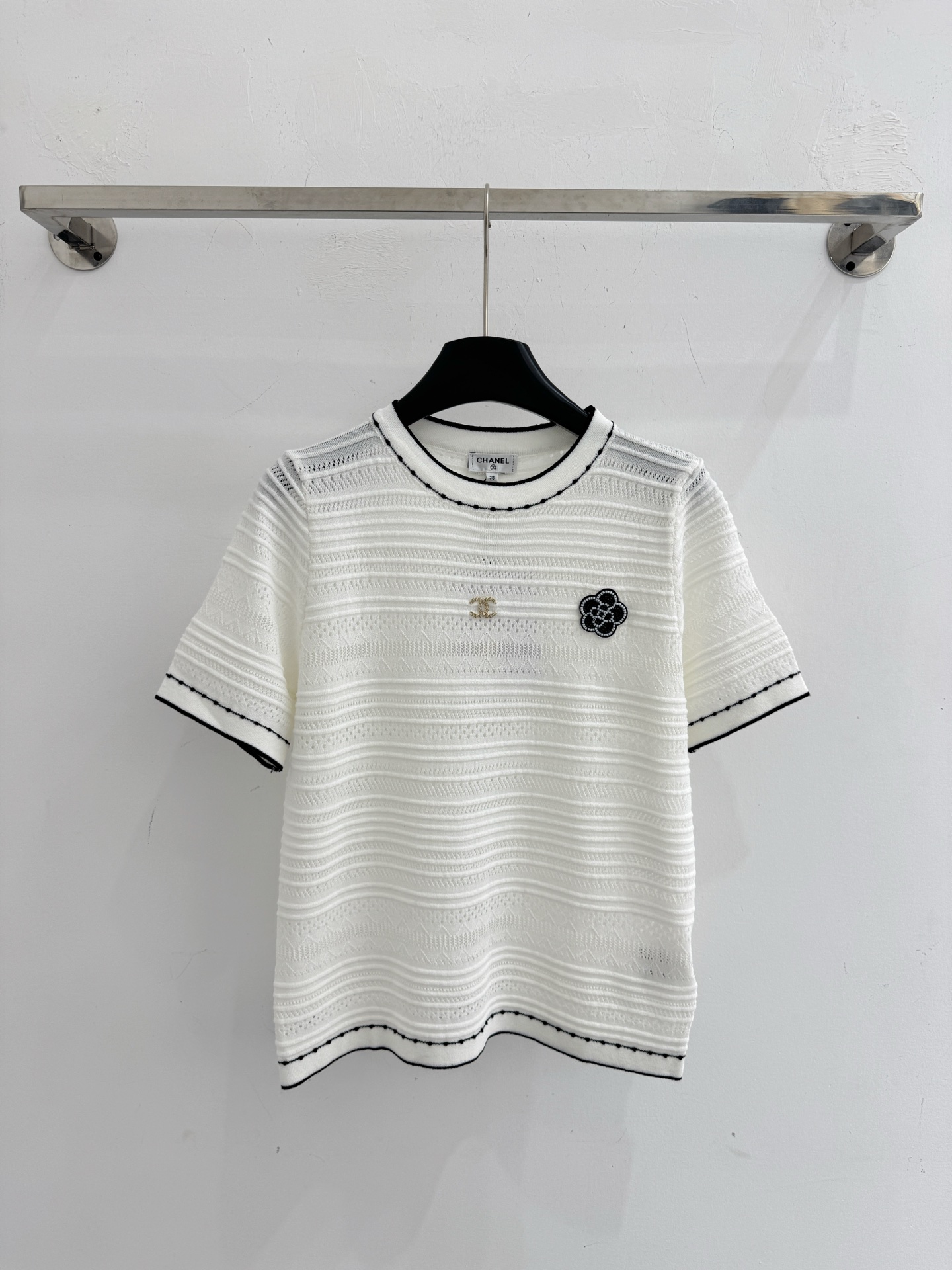 Chrome Hearts CH26春夏新款，黑白滚边透气针织短袖，温柔百搭日常款